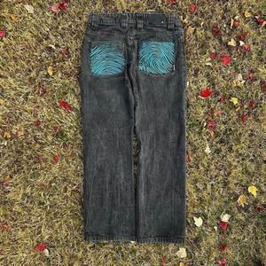 Black Y2K Skater Embroidered Jeans 34x30